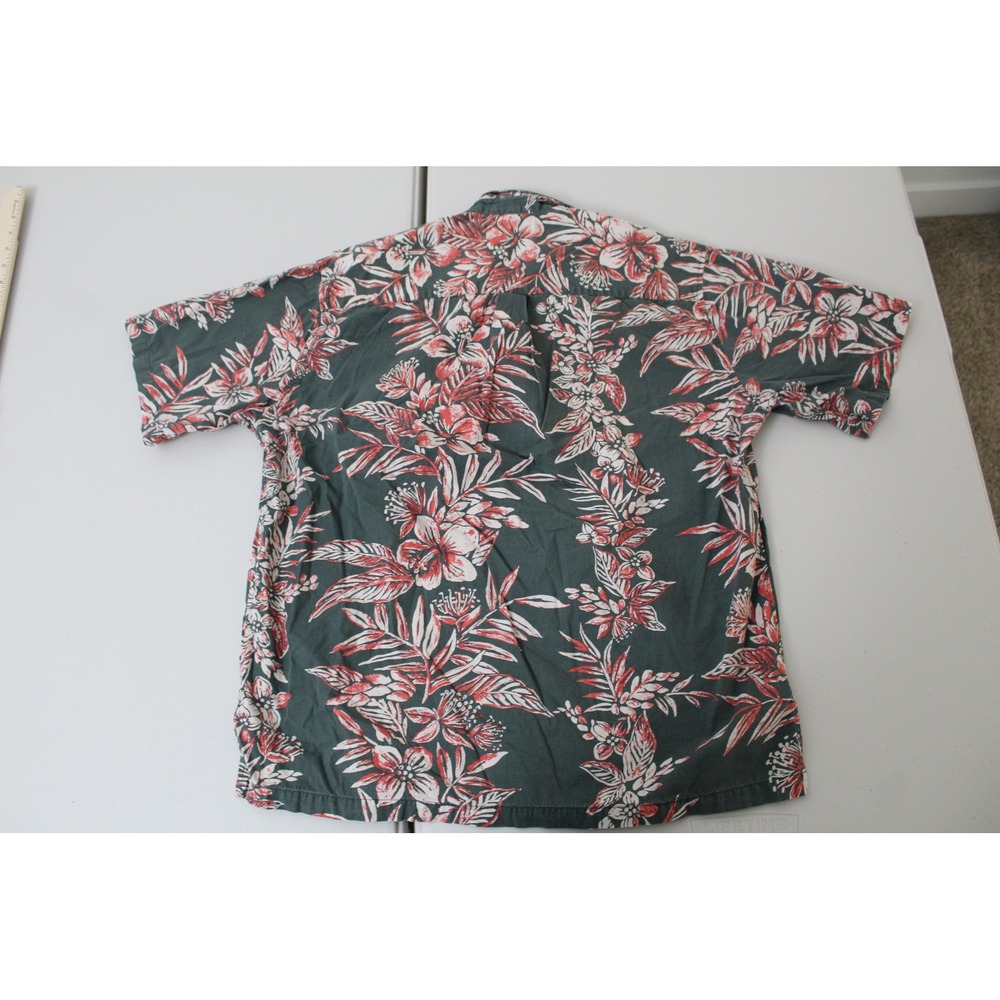 Tori Richard Uniforms Mens Small Green Red Floral Hibiscus Pullover Aloha Shirt